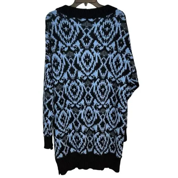 Free People Blue Black Winter Skies Print Tunic Dress Oversized Sweater Size M - Picture 11 of 13